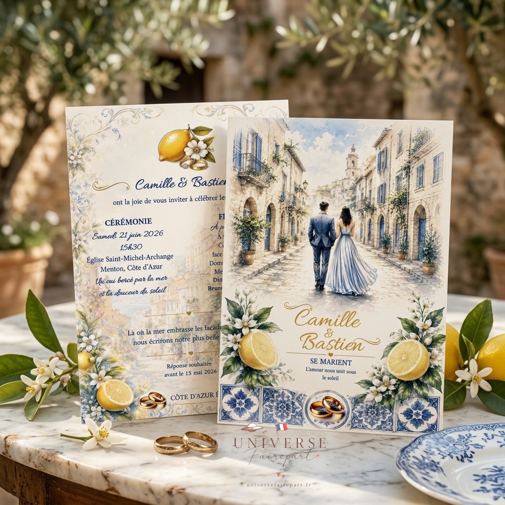 N°457  faire-part mariage L&rsquo;origine du Citron