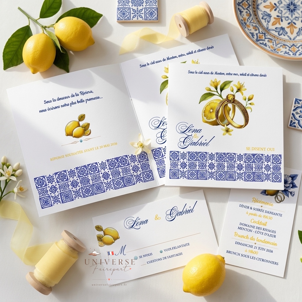 N° 114  Faire-part mariage élégant amour de citron