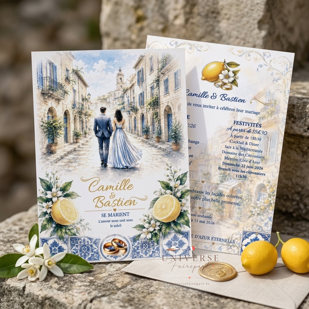 N°457  faire-part mariage L&rsquo;origine du Citron