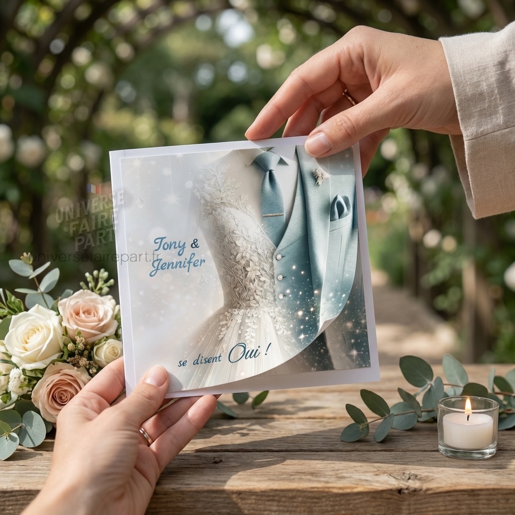 N°90 – Faire-part Costume bleu  Fusion d&rsquo;Éternité