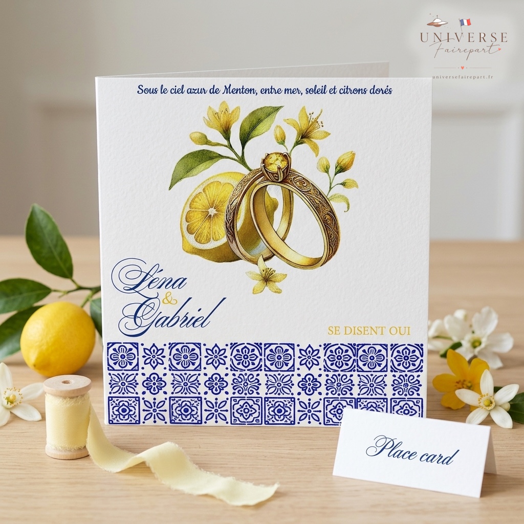 N° 114  Faire-part mariage élégant amour de citron
