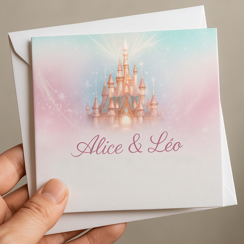 Faire-part Il était une fois chevalet Alice & Léo