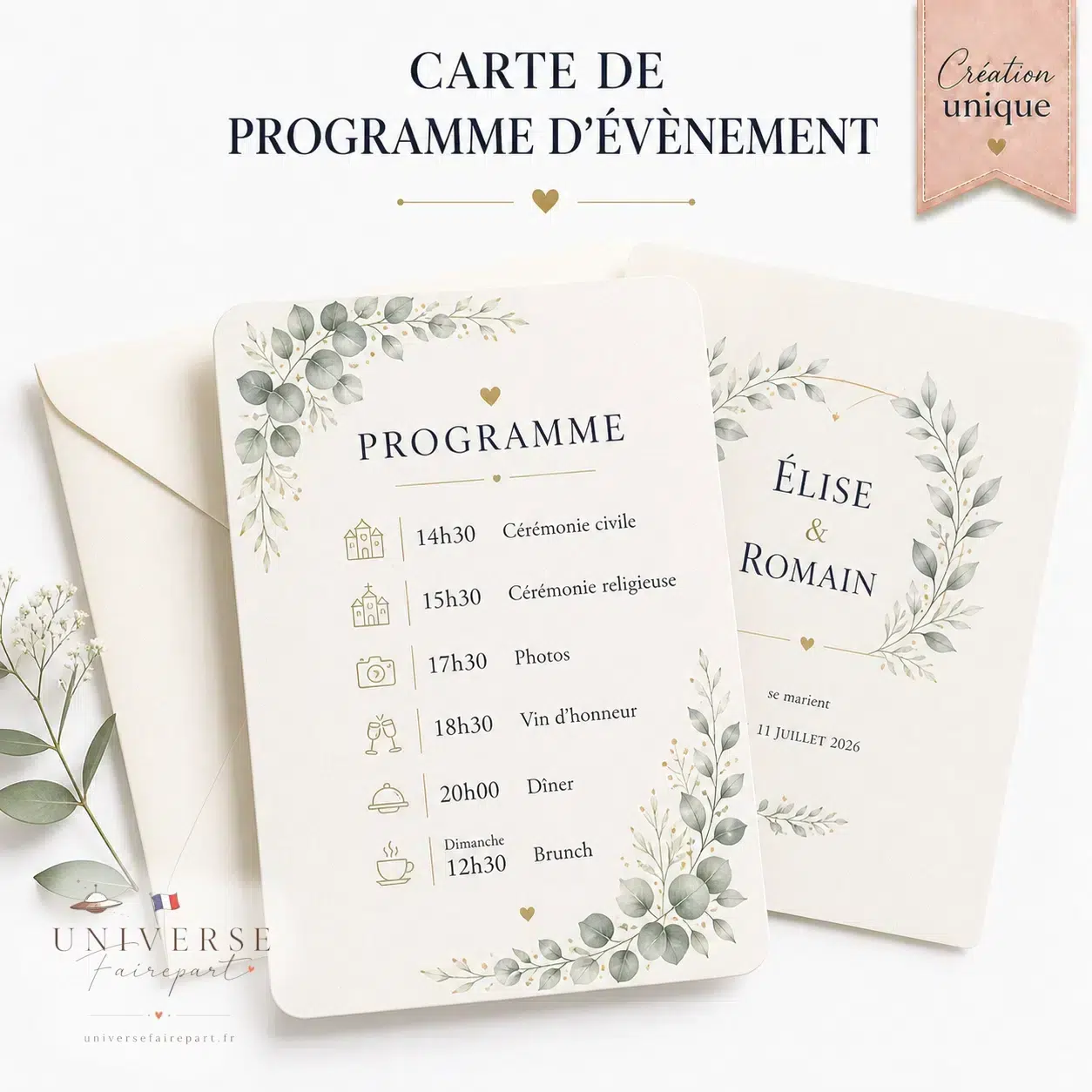 Création Unique Programme d'évènement 1 face