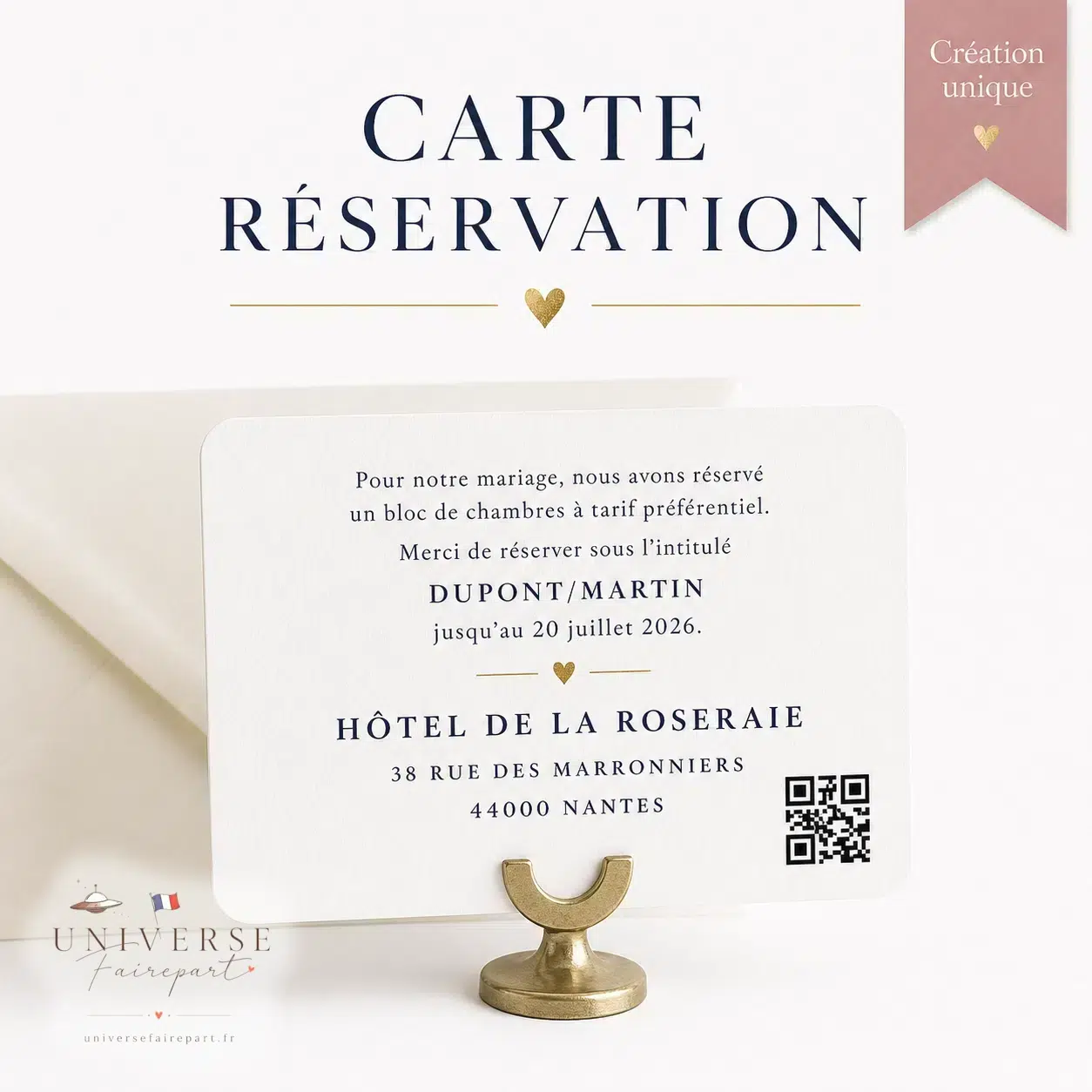 Création Unique Cartes de Réservation d’Hôtel