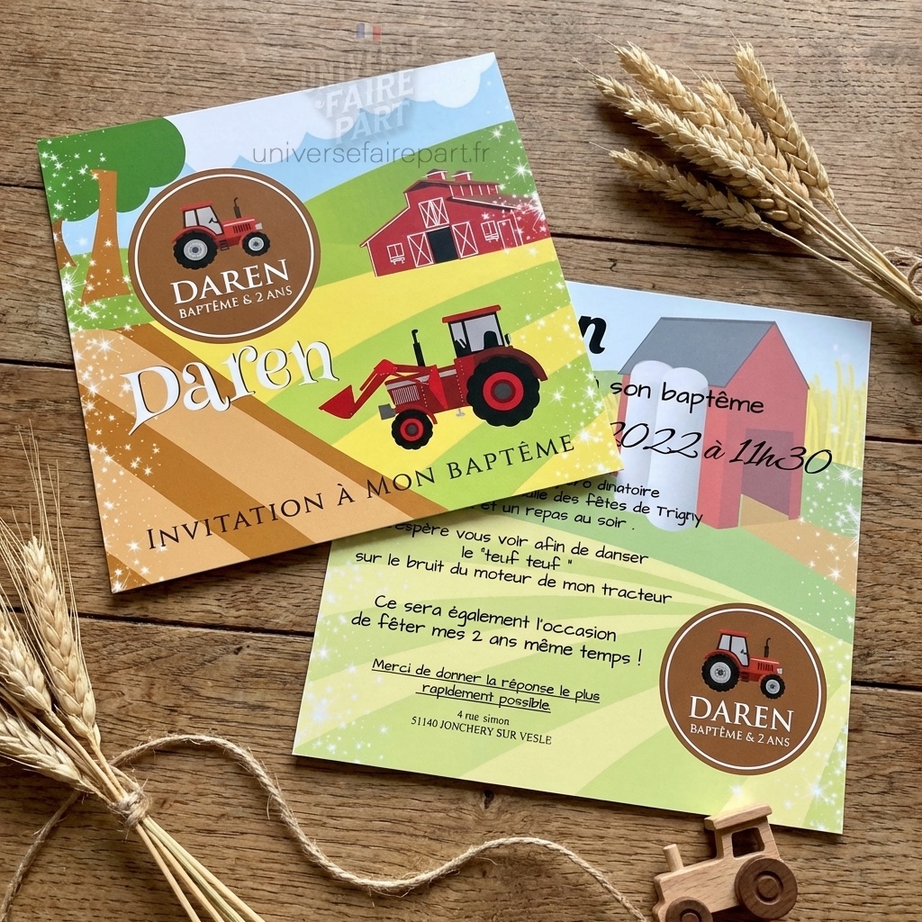 N°316 – Faire-part invitation à La ferme du tracteur