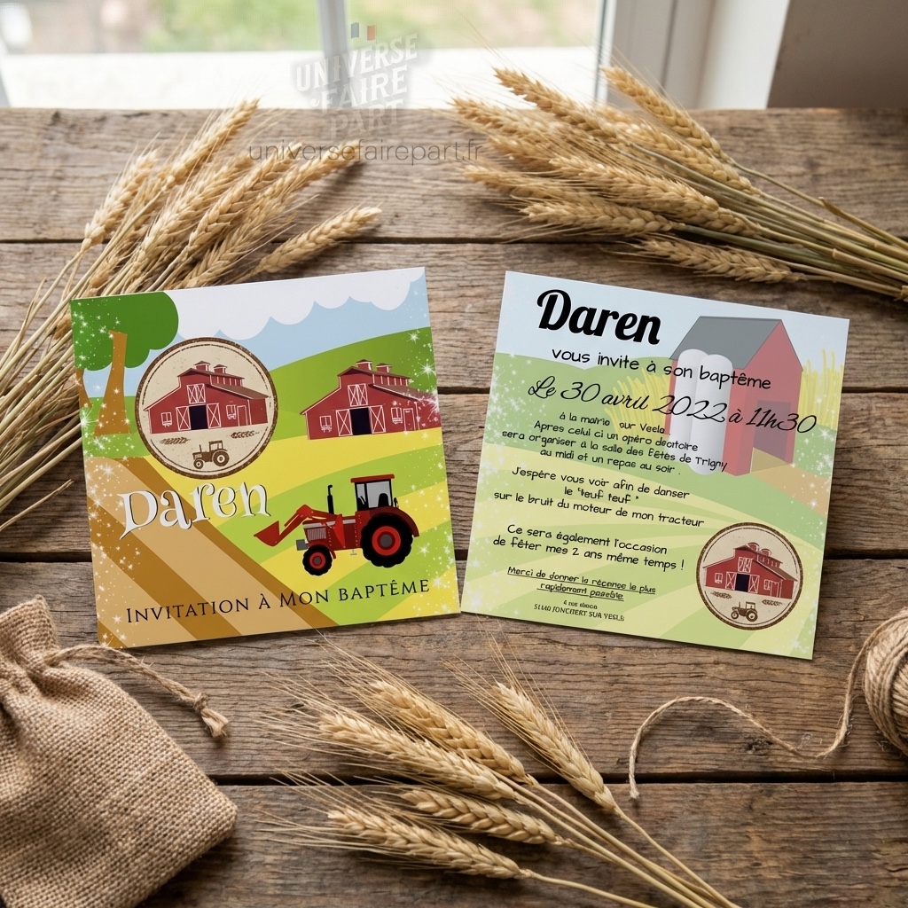 N°316 – Faire-part invitation à La ferme du tracteur