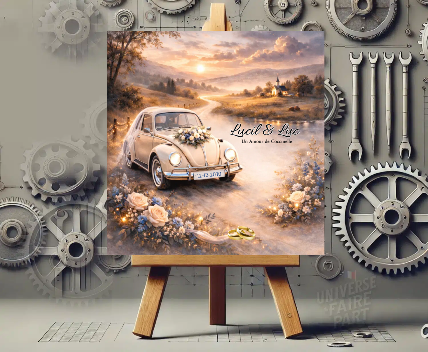 N°578bis – Faire-part Vive les mariés avec la Coccinelle