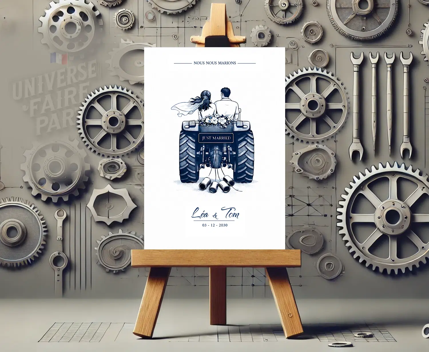 N°582 – Faire-part Tracteur Agriculteur Mariage Élégance Intemporelle