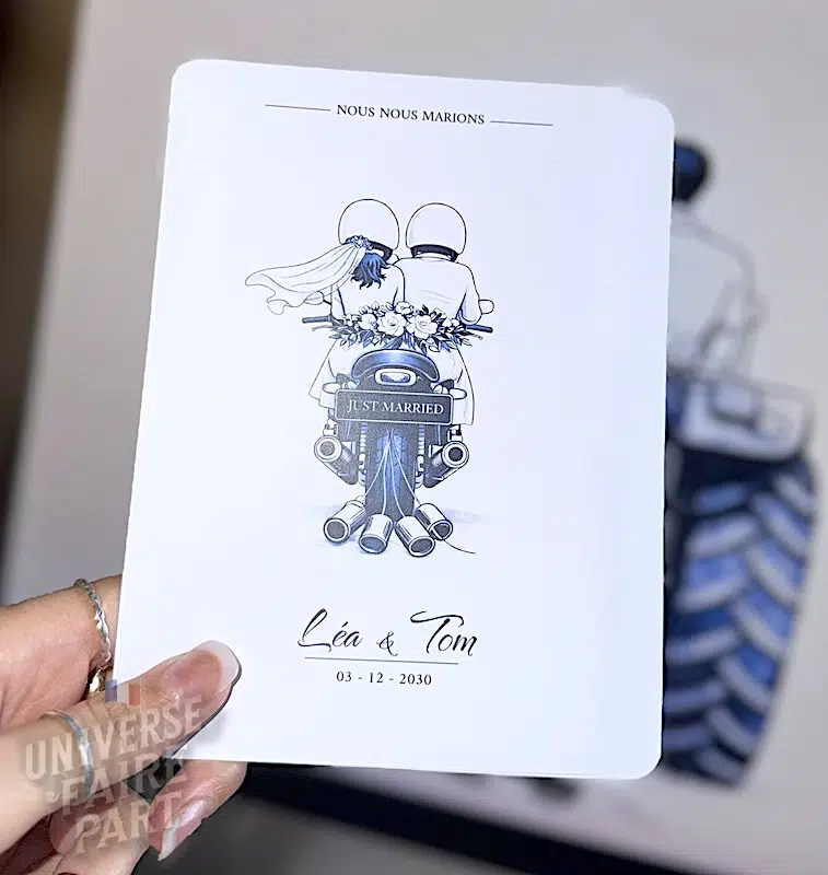 N°581 – Faire-part moto mariage élégance intemporel