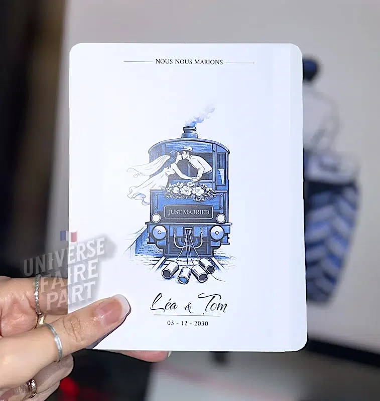 N°583 – Faire-part train voyage  Mariage Élégance Intemporelle