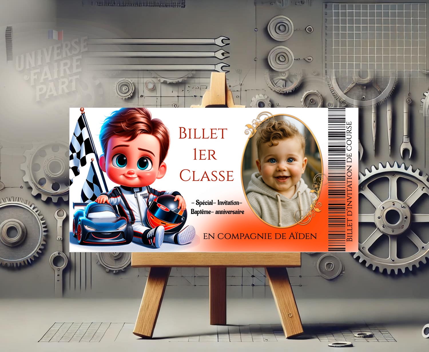 N°585 – Faire-part anniversaire surprise voiture – Thème course automobile