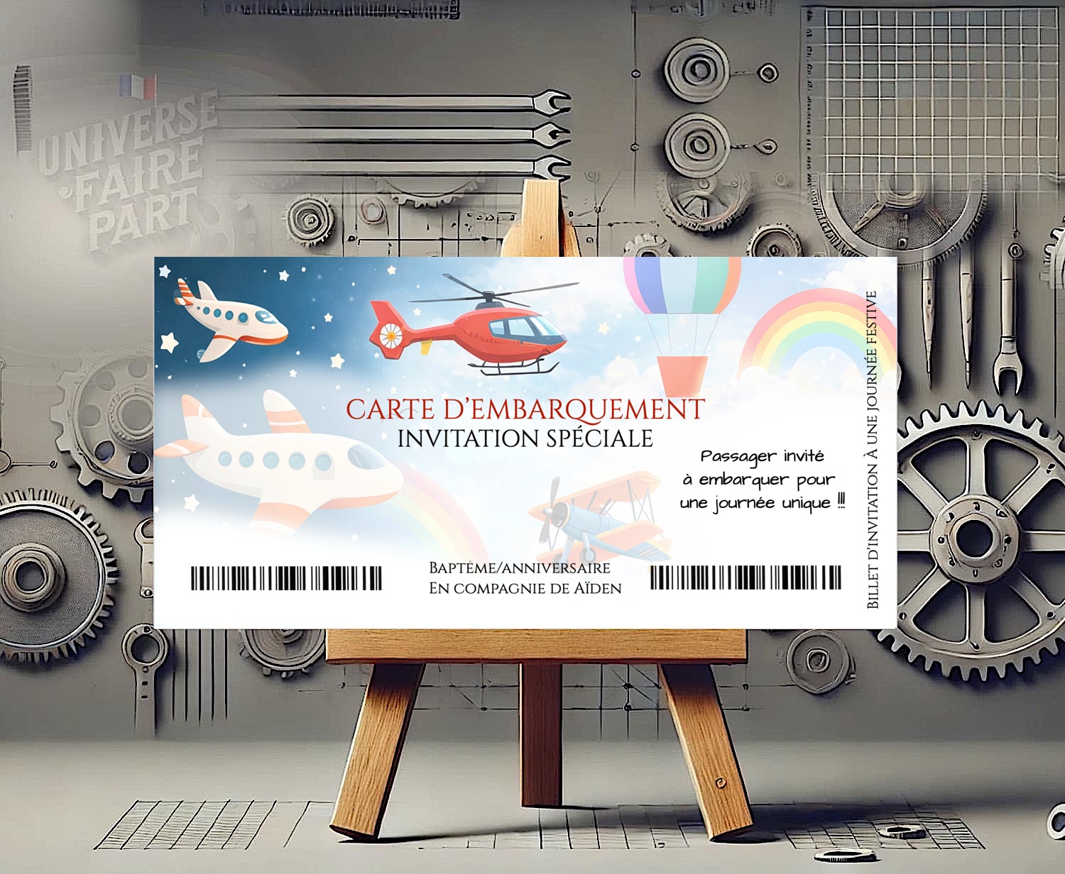 N°586 – Faire-part anniversaire surprise voiture – Thème avion