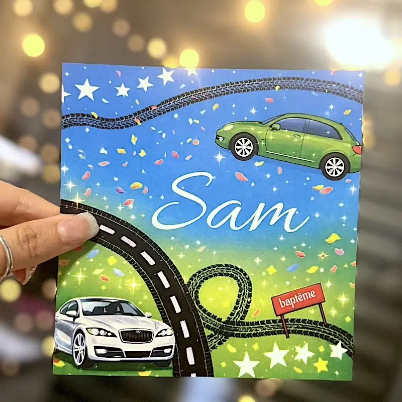 N°455 – Faire-part  Original – bébé voiture fille ou garçon