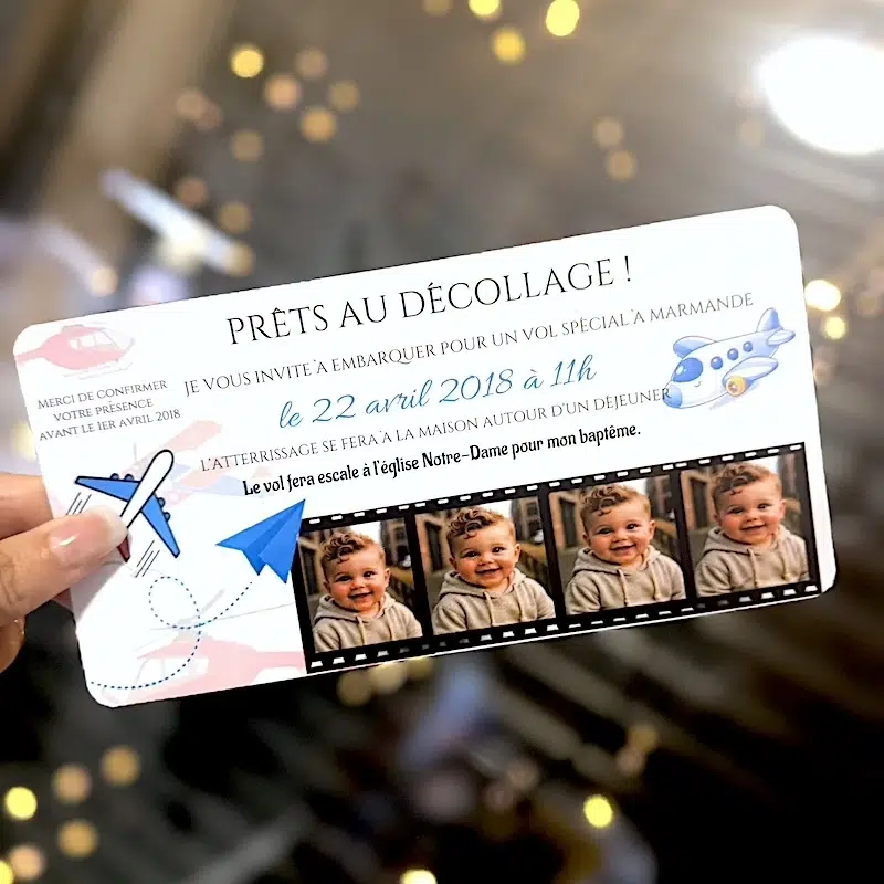 N°586 – Faire-part anniversaire surprise voiture – Thème avion