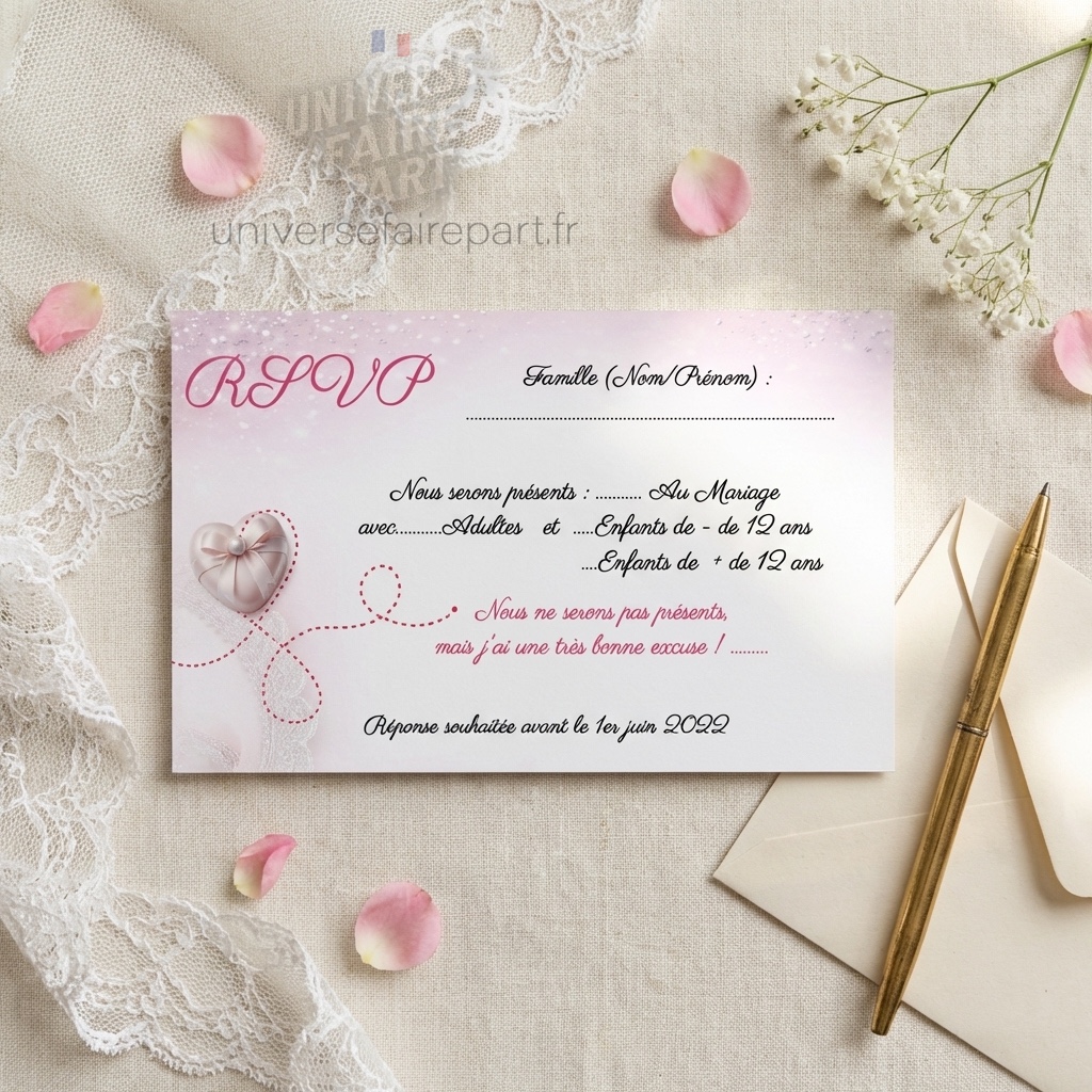 N°40.2 Carton réponse gourmandise macarons d’amour mariage