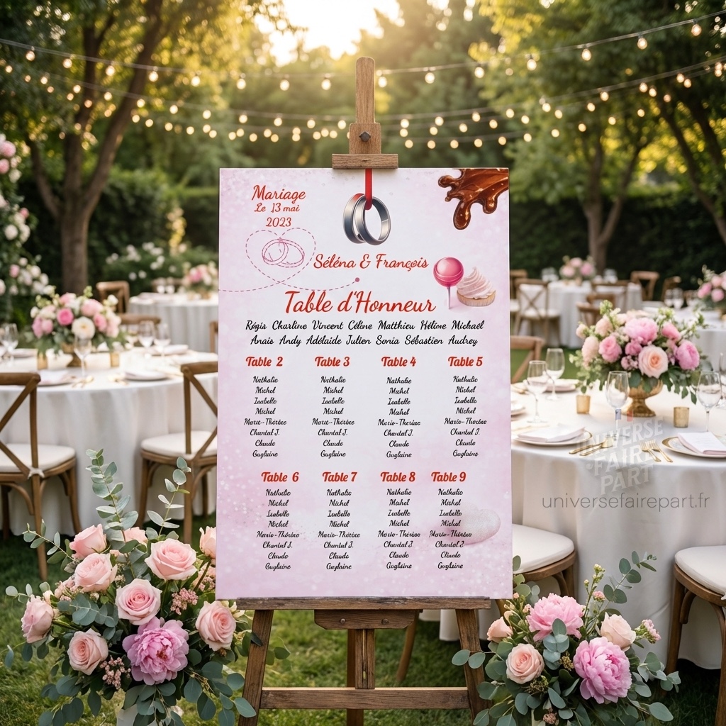 N°256.6 plan de table mariage gourmandise pomme d’amour rouge
