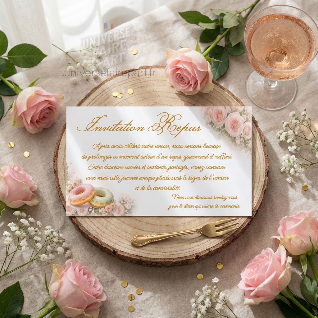 N°351.1  Carton repas mariage gourmandise donuts pastel entrelacés