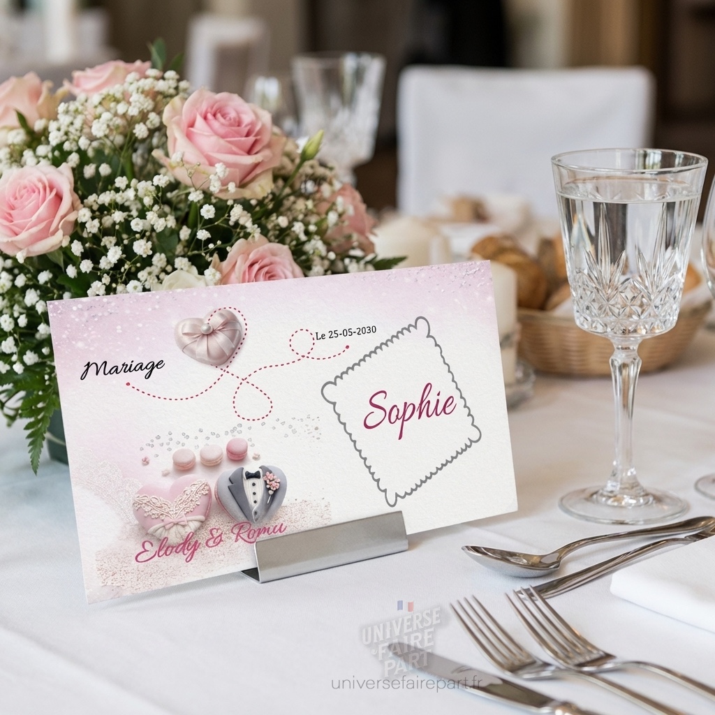 N°40.4  porte nom mariage gourmandise macarons d&rsquo;amour