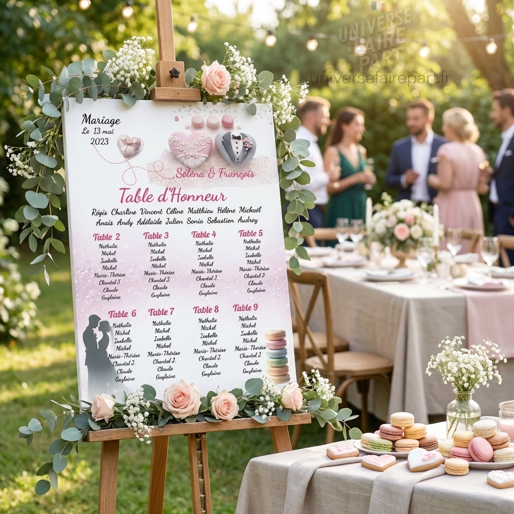 N°40.6 plan de table mariage gourmandise macarons d’amour