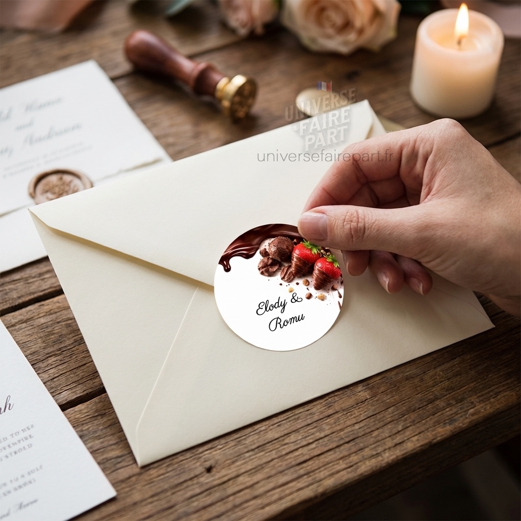 N°255.2 Rond collant mariage amour & chocolat