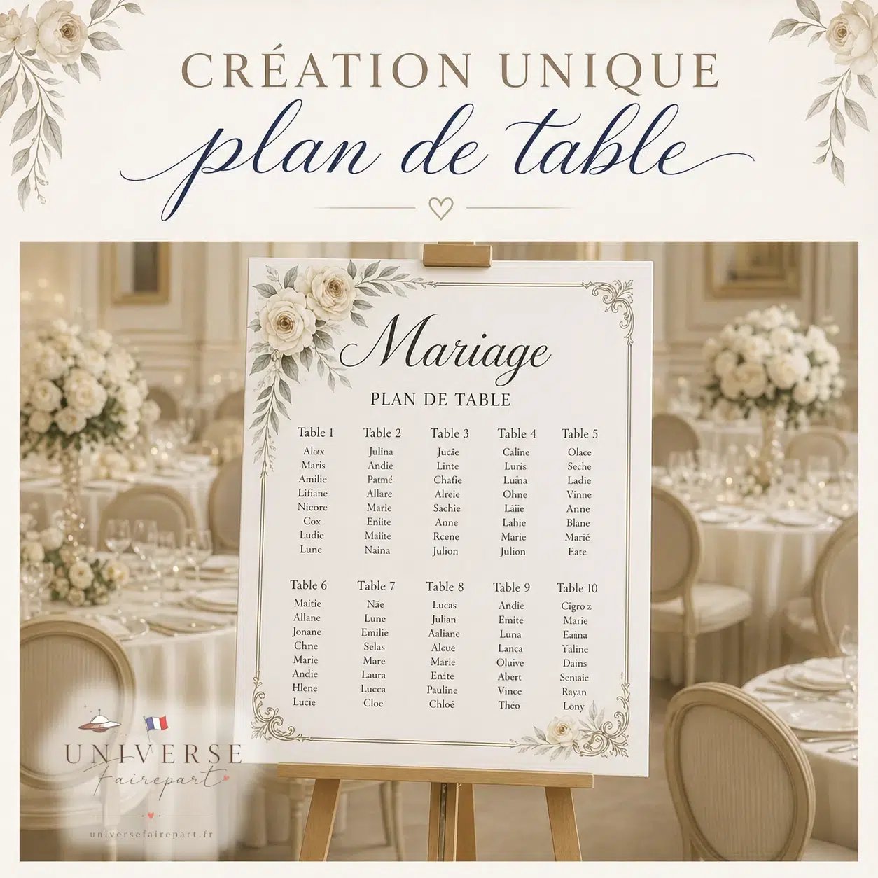 Création Unique  Plan de table