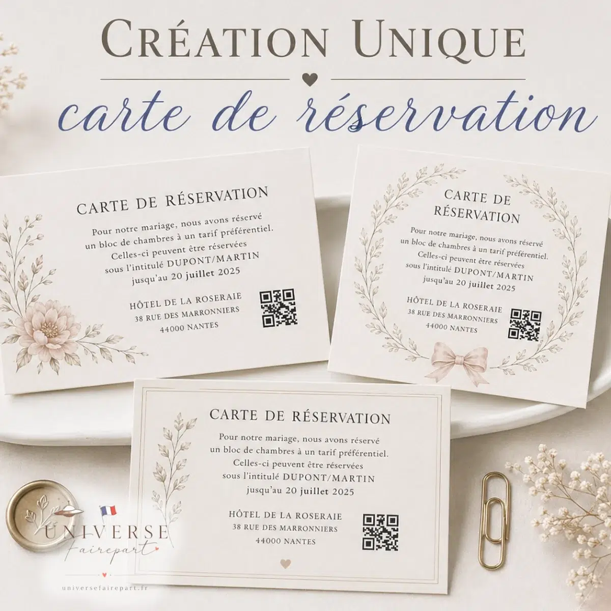 Cartes de Réservation d’Hôtel – Accueillez Vos Invités avec Prévenance mariage