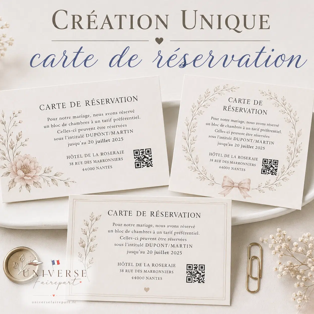 Cartes de Réservation d’Hôtel – Accueillez Vos Invités avec Prévenance mariage