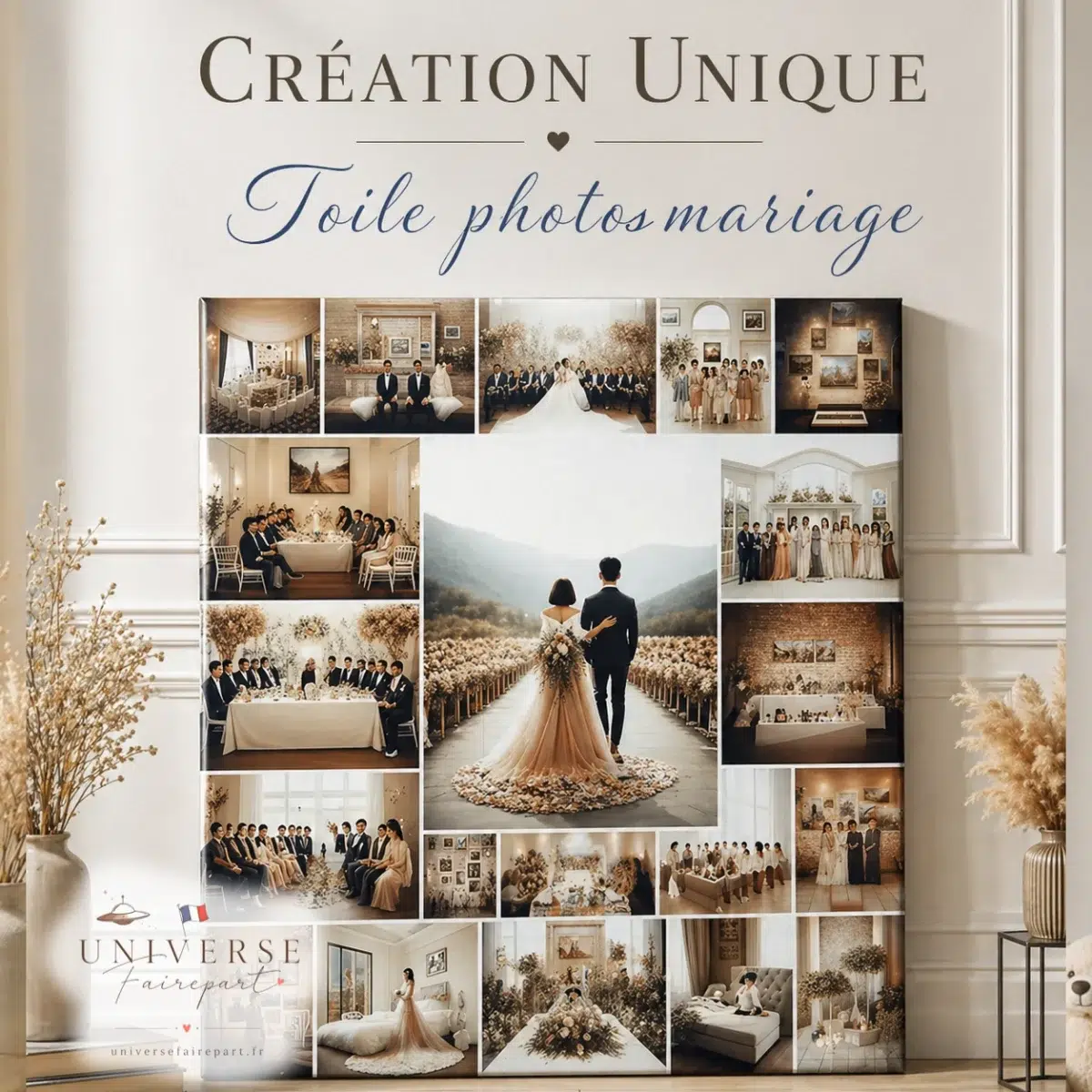 Création Unique toile photos mariage