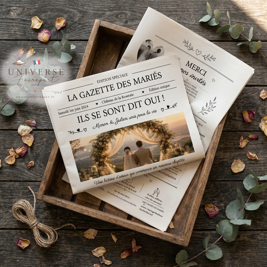 Lot de 10 « la gazette des mariés » format journal  Édition PRESTIGE