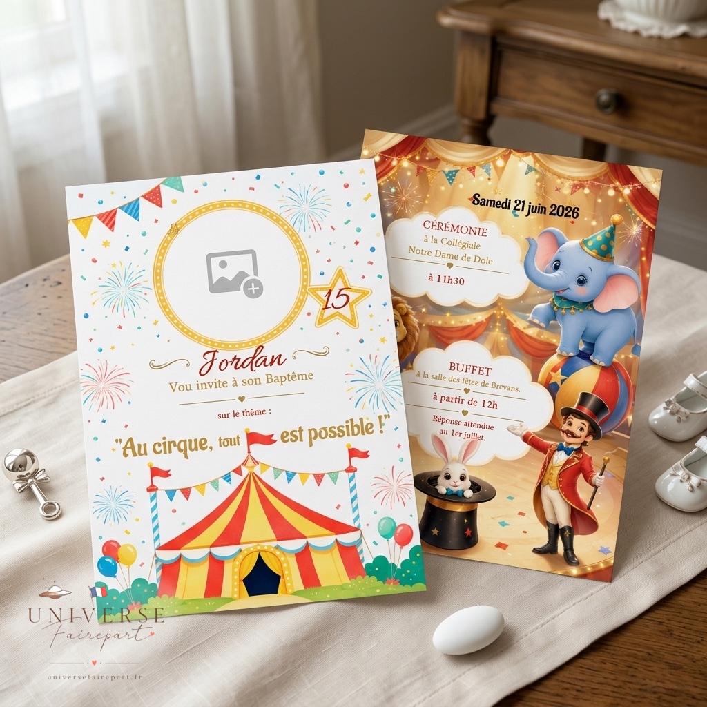 N°128 Faire-part invitation voyage au Cirque