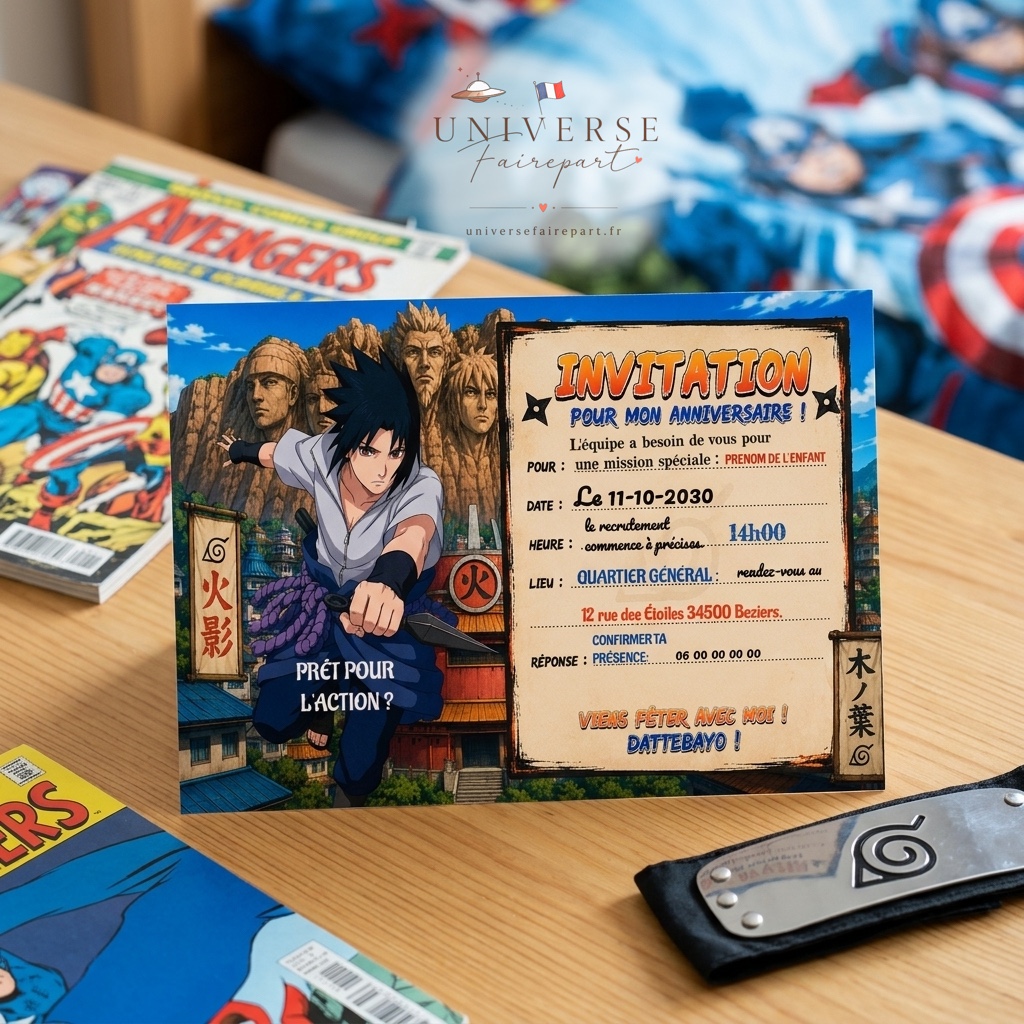 N°281 Carte invitation Sasuké anniversaire