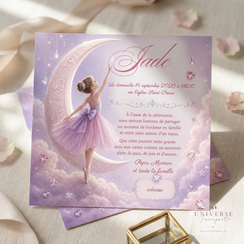 N°378 Faire-part invitation fille ballerine