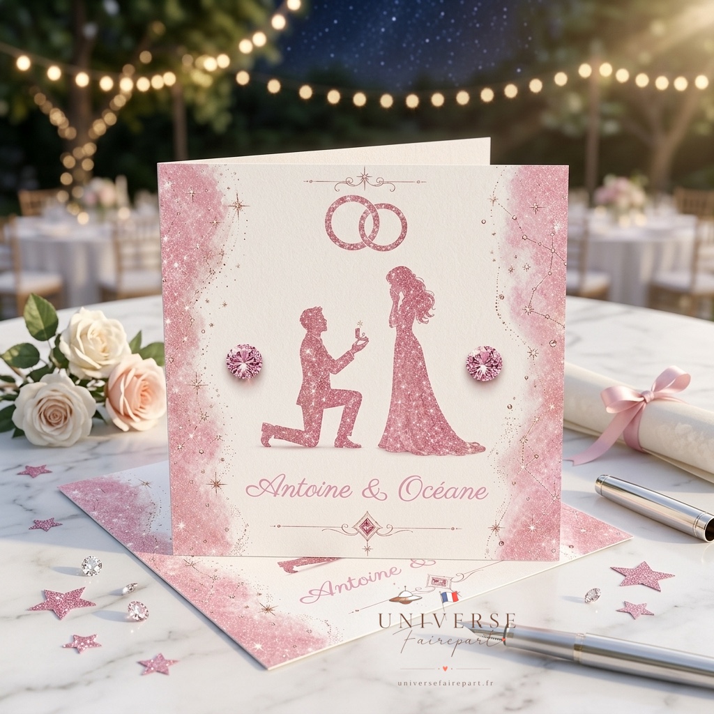 N°399 faire-part mariage Scintillant Couple Diamant