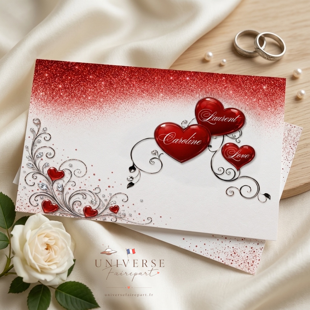 N°418 faire-part mariage coeurs d&rsquo;amour