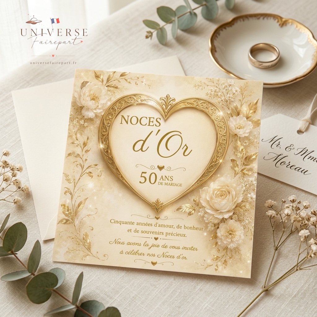 N°409 Faire-part anniversaire de mariage Noces d’or