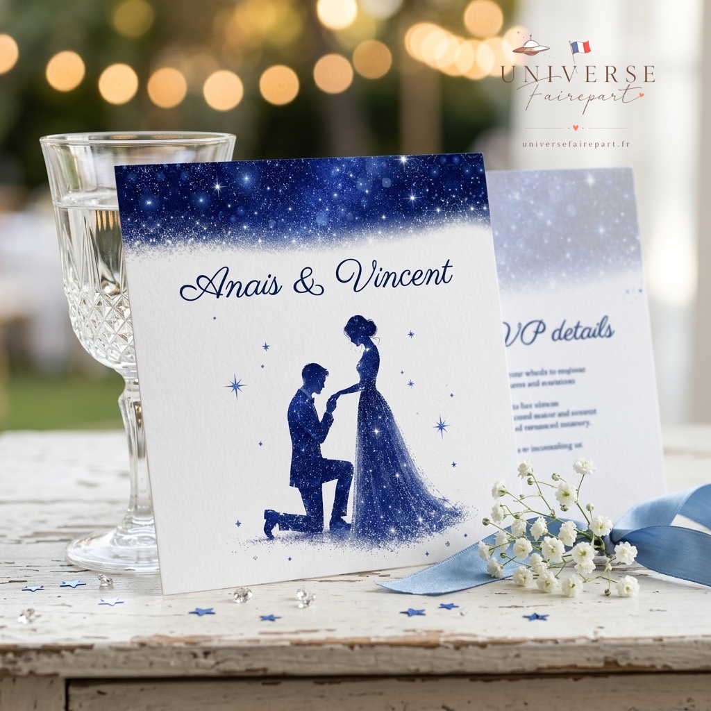N°231 Faire-part Mariage Sous le Ciel étoilé glamour