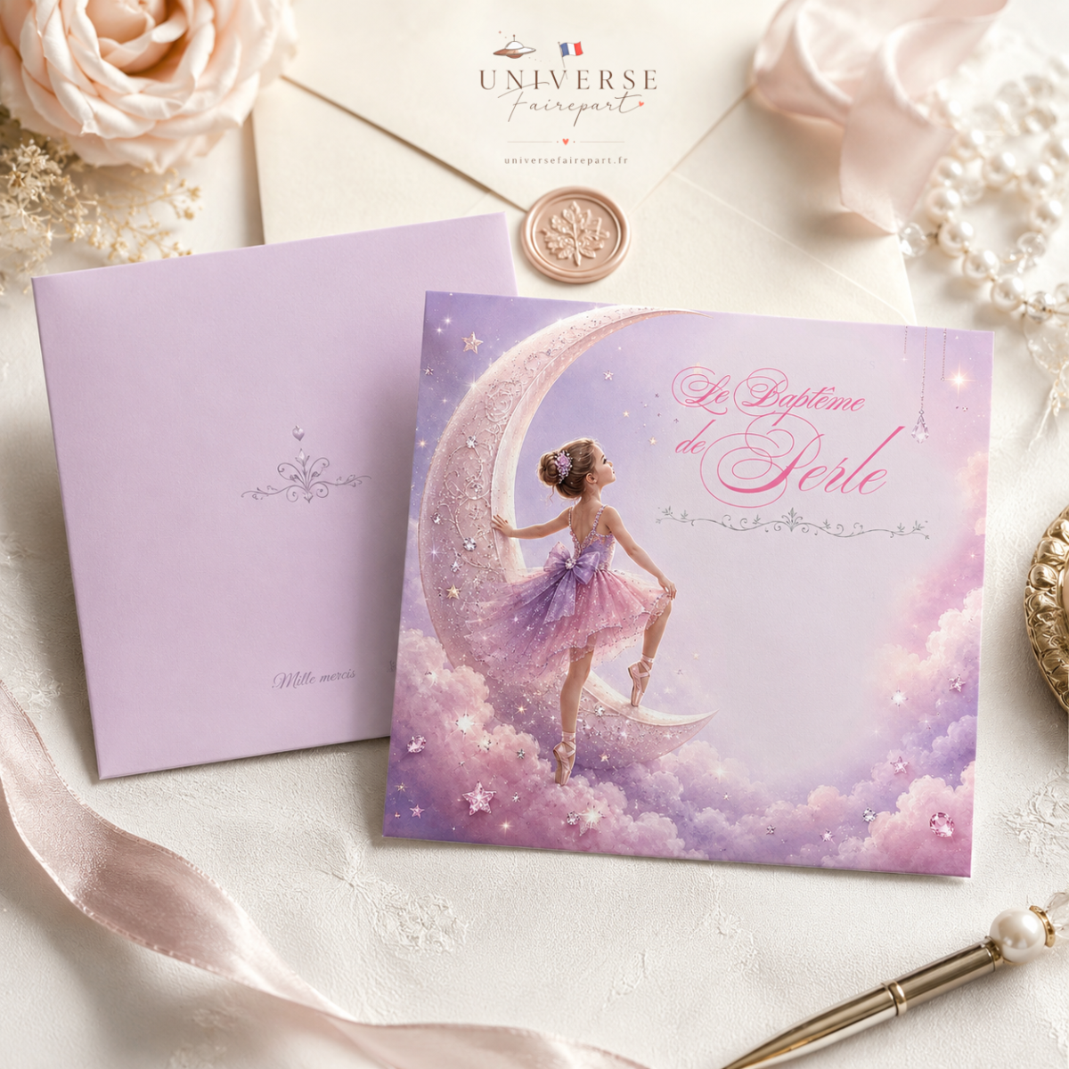 N°378 Faire-part invitation fille ballerine