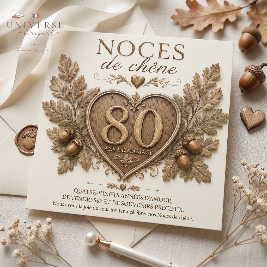 N°369 Faire-part anniversaire de mariage Noces de chêne