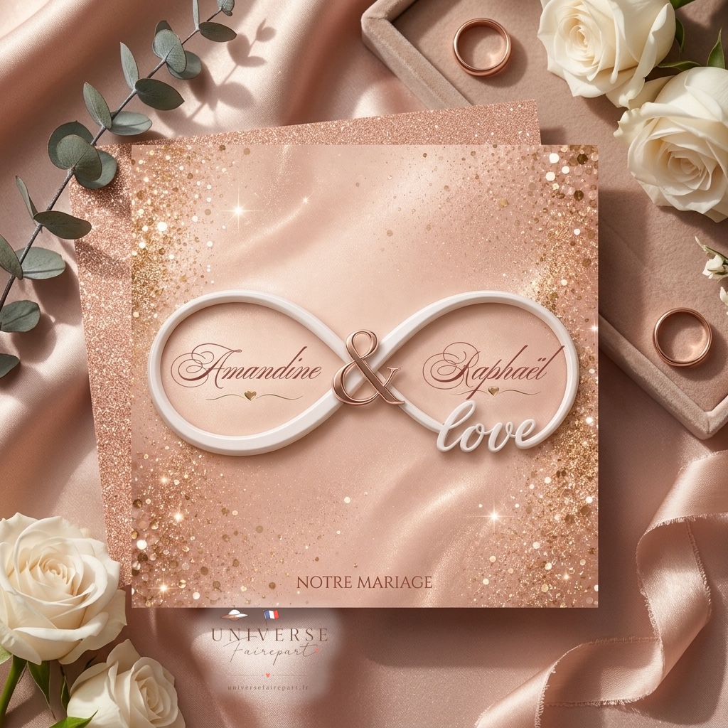 N°271 Faire-part mariage or Gold et Paillettes