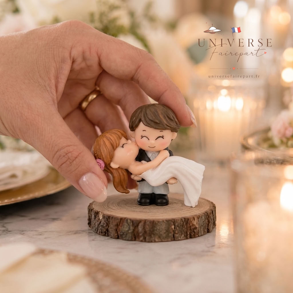 Figurine de mariage personnalisable pour gâteau Marié portant la mariée