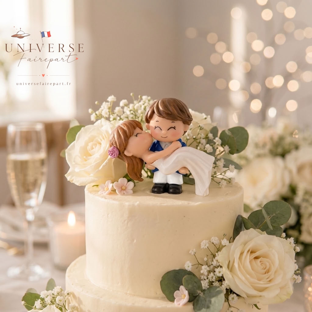 Figurine de mariage personnalisable pour gâteau Marié portant la mariée