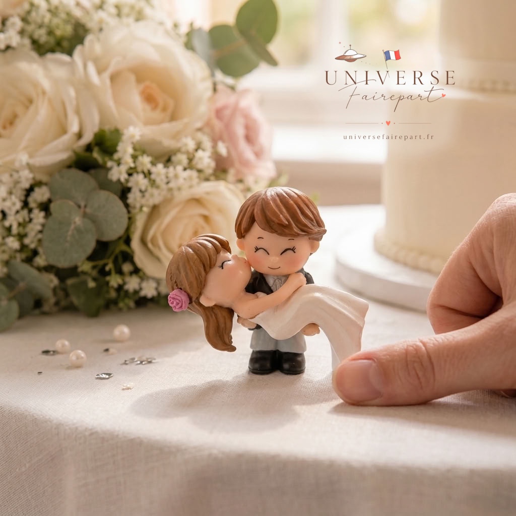 Figurine de mariage personnalisable pour gâteau Marié portant la mariée