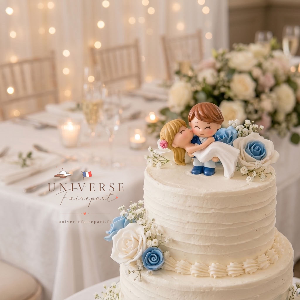 Figurine de mariage personnalisable pour gâteau Marié portant la mariée