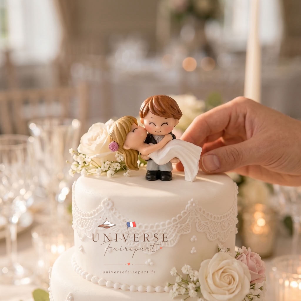 Figurine de mariage personnalisable pour gâteau Marié portant la mariée