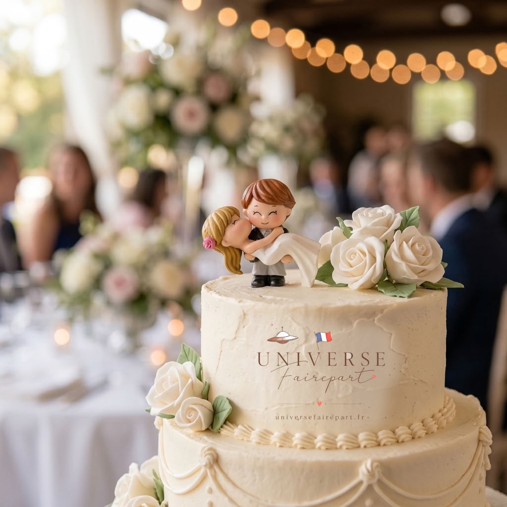 Figurine de mariage personnalisable pour gâteau Marié portant la mariée