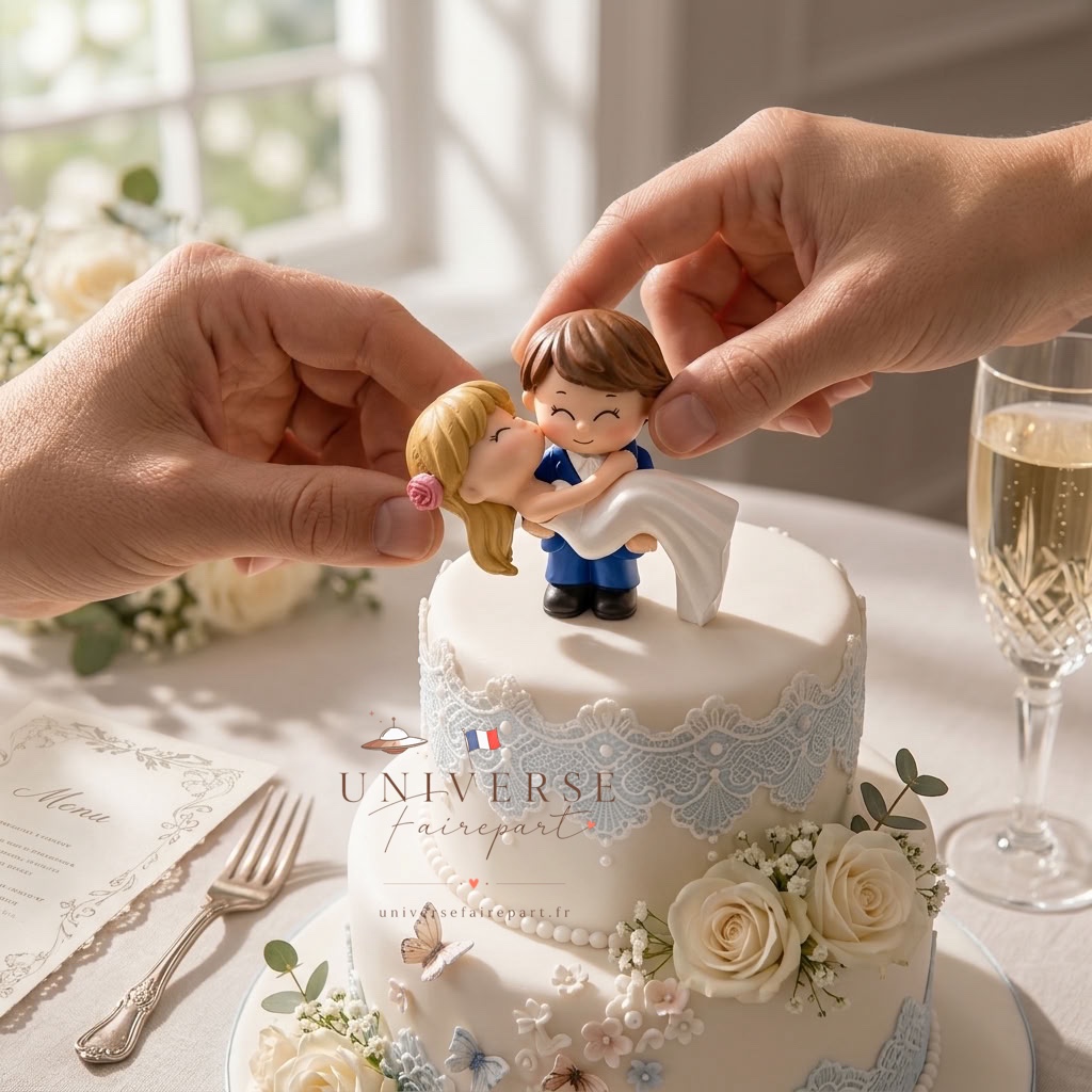Figurine de mariage personnalisable pour gâteau Marié portant la mariée